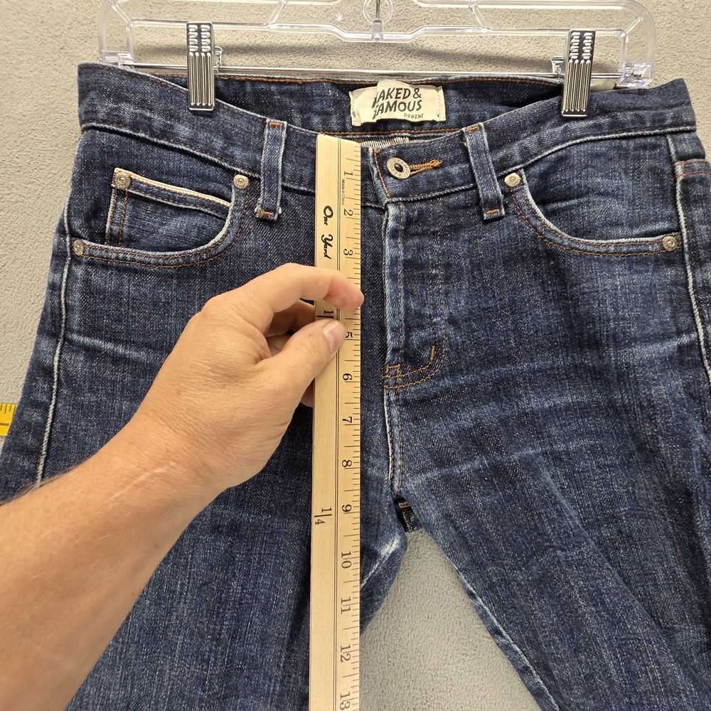 Naked & Famous Jeans Mens 30x30 Blue Selvedge Super Skinny Guy Stretch Whiskers - Picture 7 of 16
